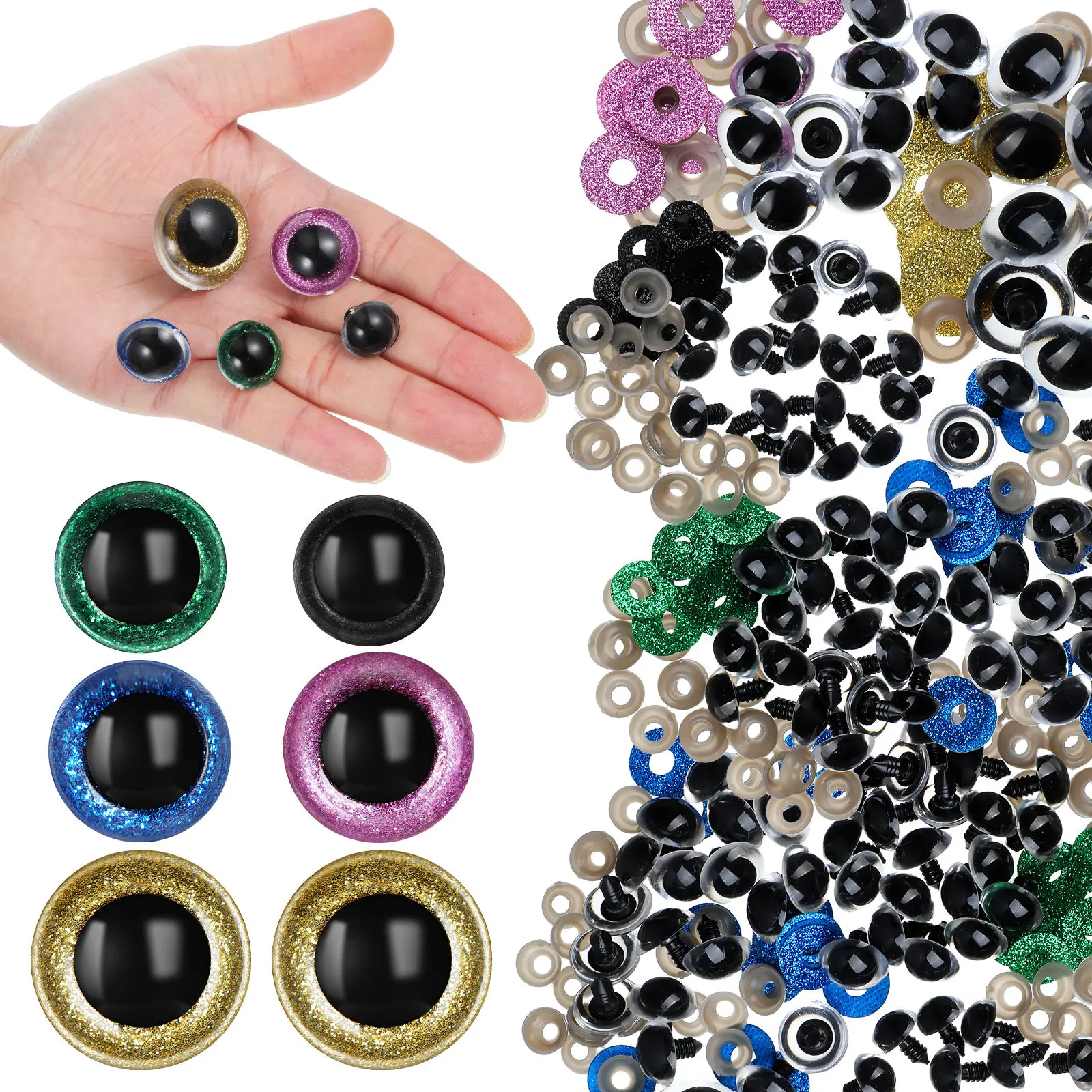 

80Pcs Crafting Eyes Realistic Plastic Safety Eyes for Stuffed Animals DIY Bear Making Supplies Scratchresistant Sew-on Eye