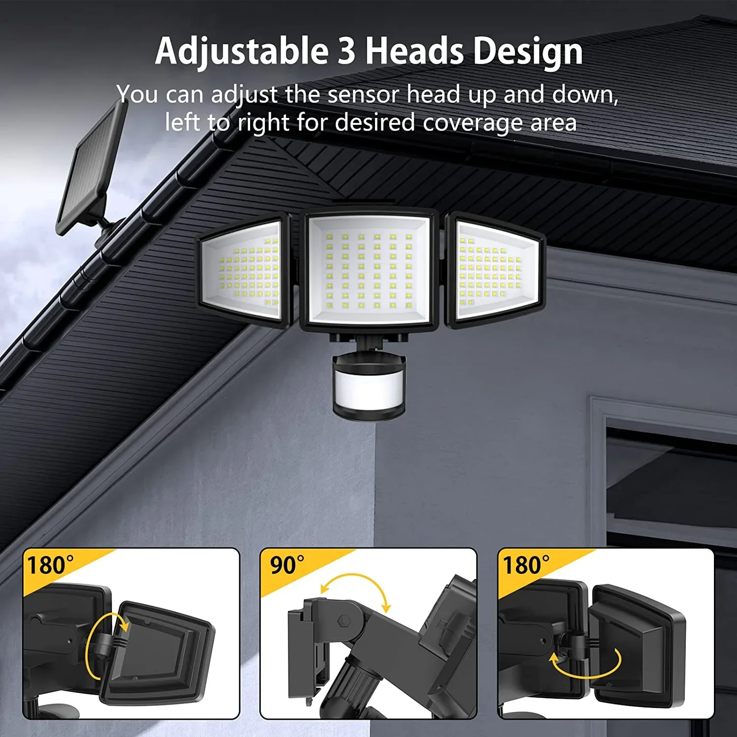 IP65 Waterproof Outdoor Solar Light - 3000LM Motion Sensor Flood Light with Remote Control for Outdoor Garage Patio