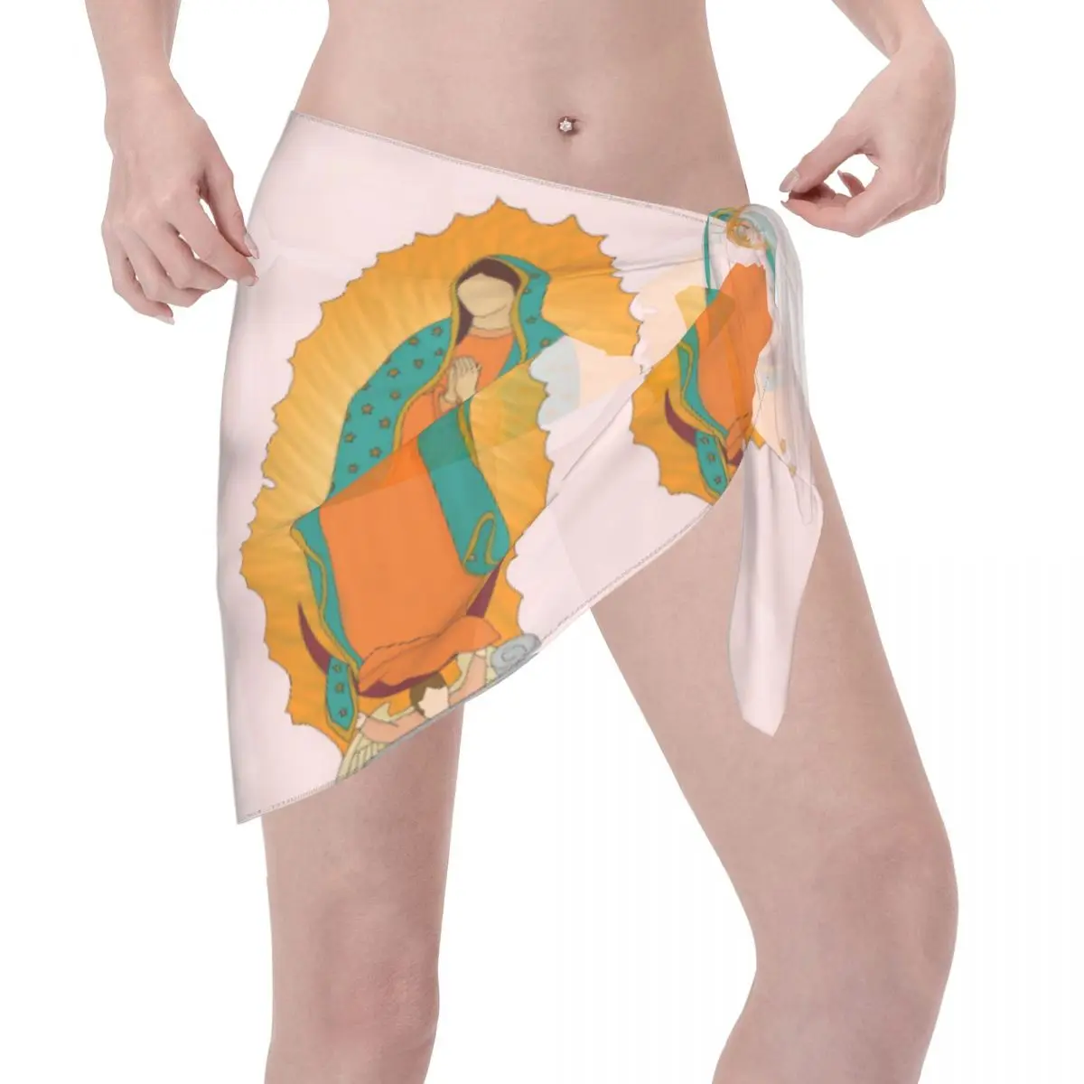 Sarongs courts personnalisés pour femmes, enveloppe de plage, impression vierge marie en 3D, pour maillots de bain, robes portefeuille pour Bikini, Cover-up pour maillot de bain