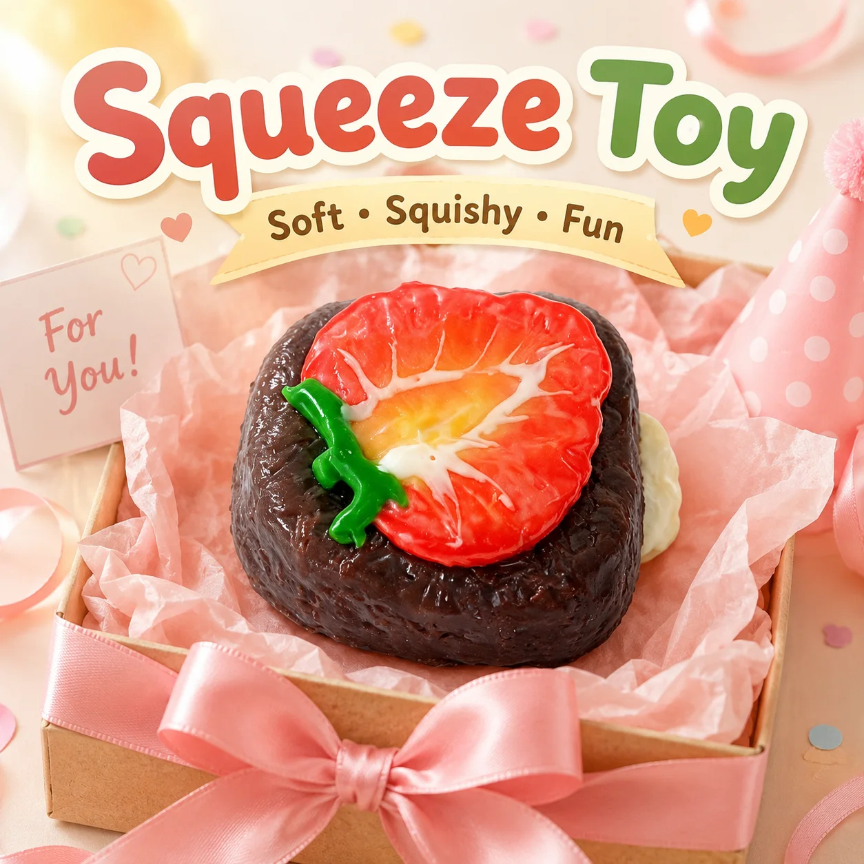 Food Grade Fruit Decor Chocolate Pastry Squishy Squeeze Toy Slow Rebound Fidget Toy Anxiety Relief Sensory Play Toy For Children