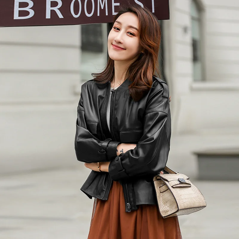 2023 New High Quality Real Leather Jackets Women Spring Autumn 100% Sheepskin Women's Coats Slim Female Jacket Mujer C