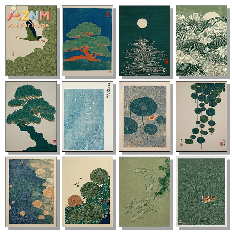 Japanese Nature Poster Wall Art Classic Tree Cloud Bird HD Pictures Canvas Paintings And Prints For Living Room Home Decor Gifts