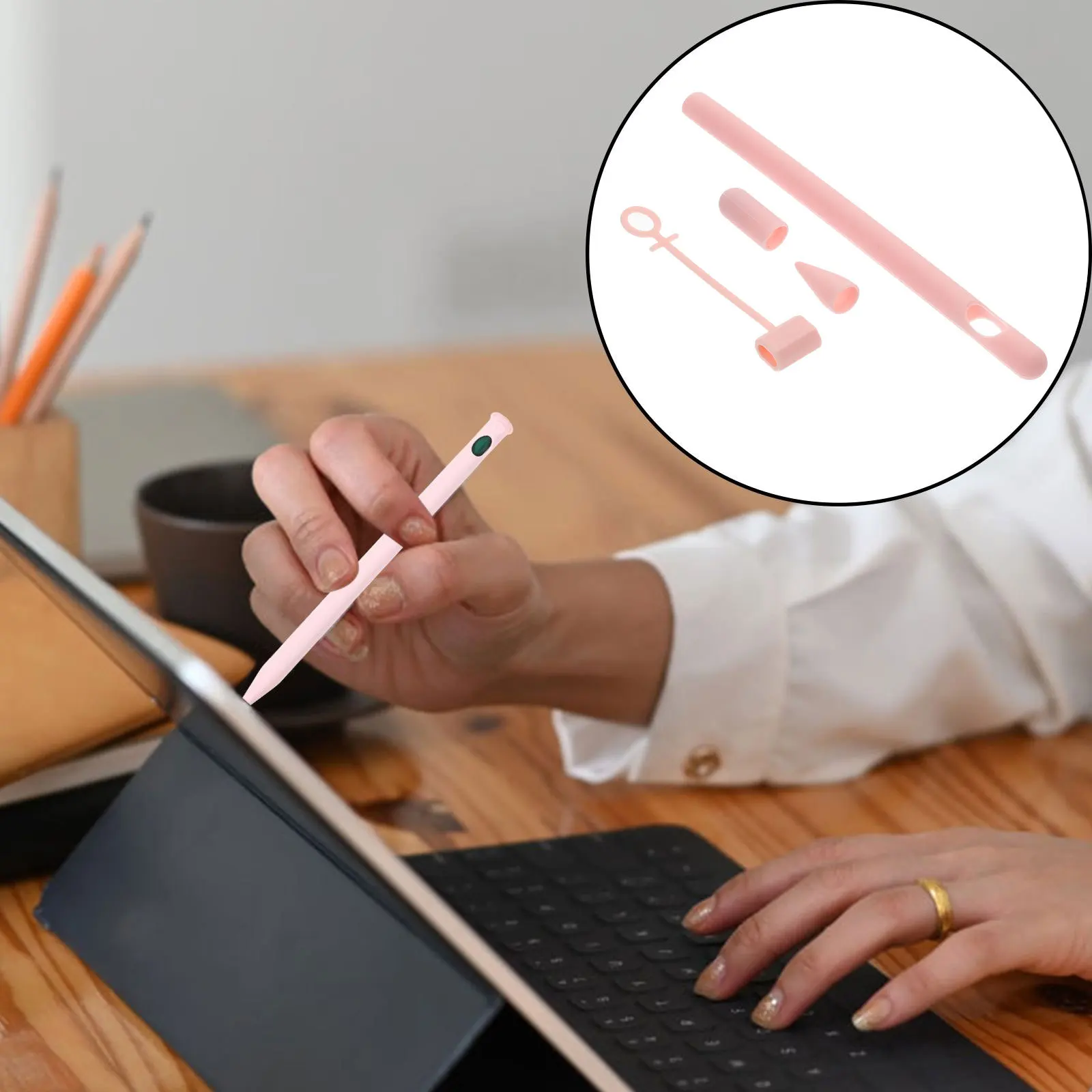 

1 шт. рукописный чехол для ручки в стиле свиньи, мягкий силиконовый силиконовый чехол, совместимый карандаш 1 противоскользящий противоударный защитный чехол