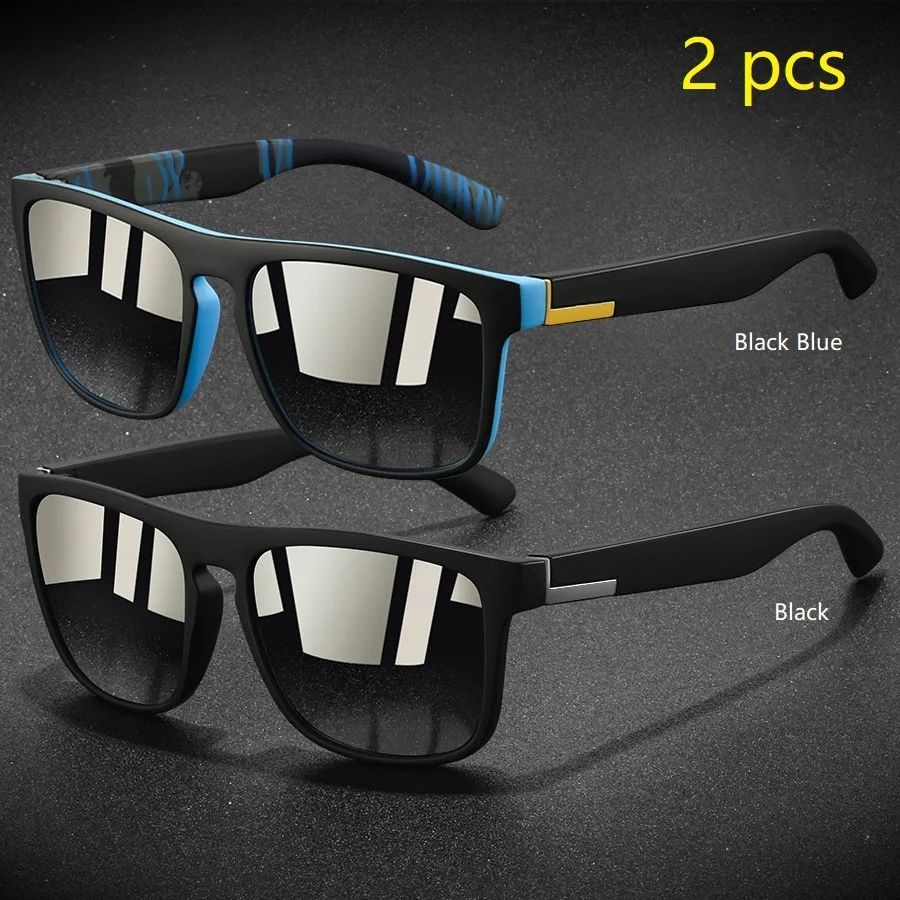 2 Stück Modische Vintage Quadratische Sportsonnenbrille für Männer und Frauen Angeln Fahren Markendesigner Sonnenbrillen Retro Eyewear – Detail 14