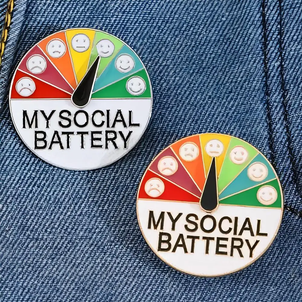 الوردي البطارية الاجتماعية التفاعلية انزلاق دبابيس المزاج المقتفي سحابة شكل بروش أسبوع شارة التلبيب الصحة العقلية الانطوائي هدية