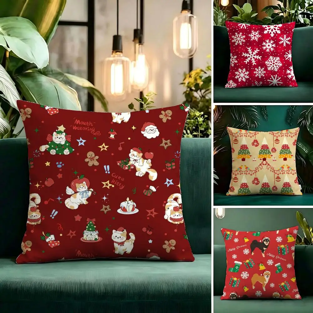 Trending Bohemian Christmas Style Cushion Cover Linen Pillow Cover Invisible Zipper para Sofa Silla de Oficina