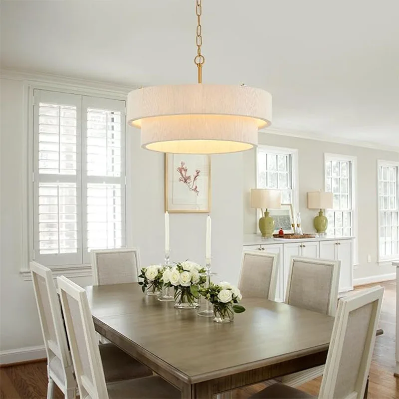 Hand Woven Rattan Pendant Lights  Boho Drum Pendant Lamp Adjustable Height Chandelier Hotel Kitchen Island Dining Living Room