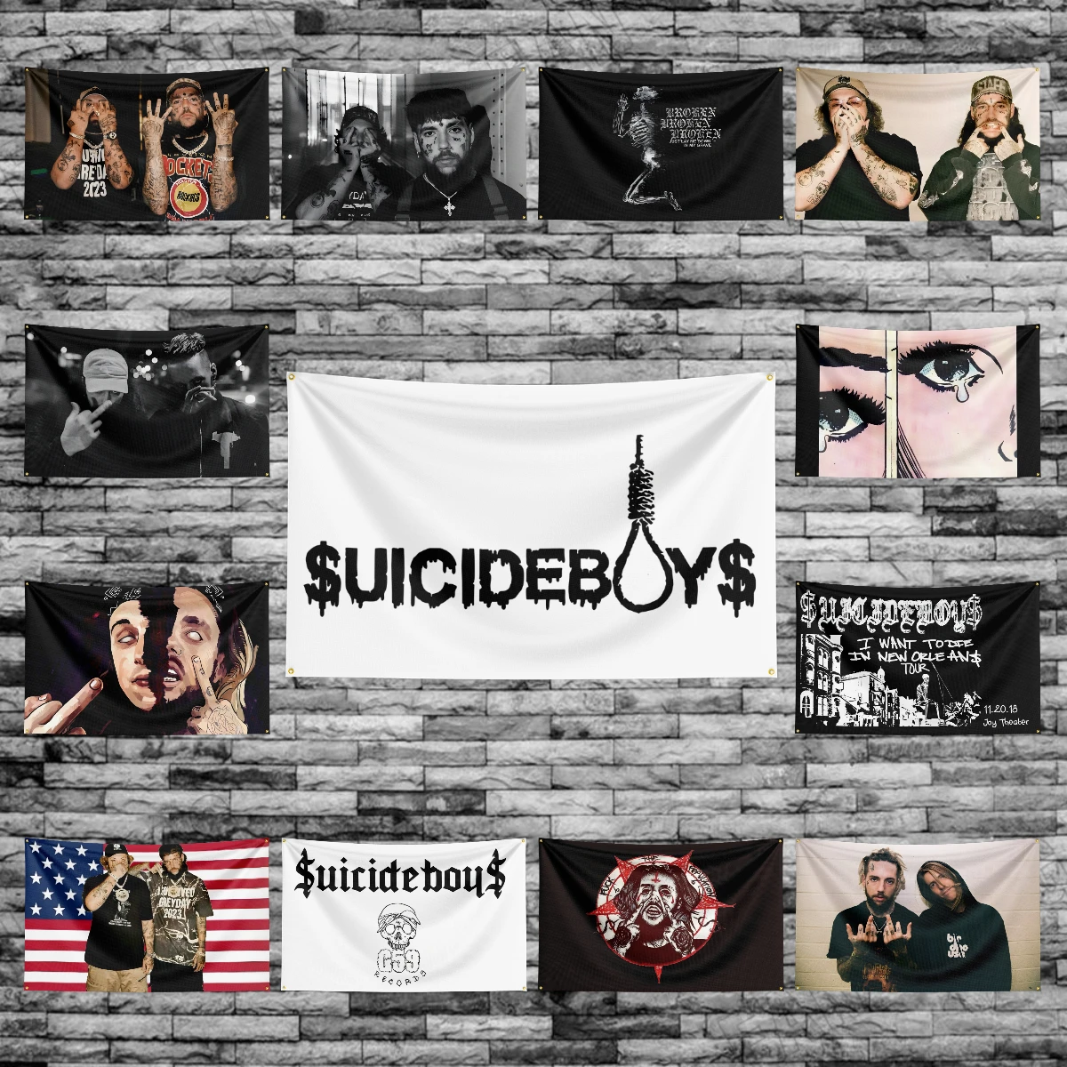 60x90cm Rap piosenkarz-Suicideboys-flaga poliestrowy baner z nadrukiem cyfrowym do dekoracji drzwi garażowych
