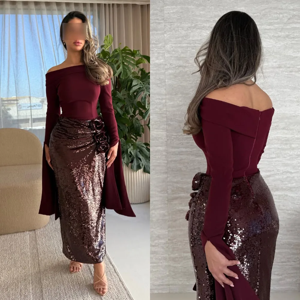 

Customized High Quality Ankle Length Full Sleeves Zipper High Collar Back Strap Vestidos De Gala Prom Dresses Evening Gown