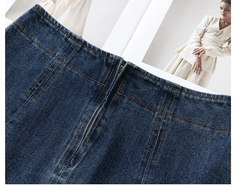 High Waist A-Line Denim Skirt Women's Spring Autumn 2025 New Style Slimming Half-length Cover Hip Large Flounce Umbrella Skirt