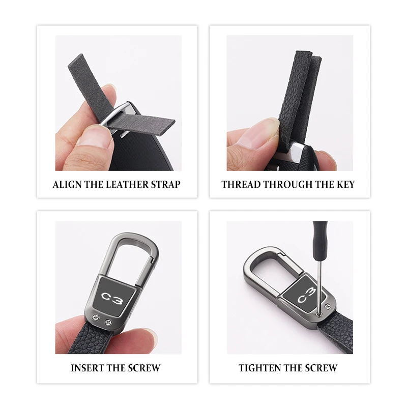 Metal Car Keychain Keyring Holder Pendant Gift Auto Accessories For Citroen Nemo Picasso VTS C1 C2 C3 C4 C4L Jumper Xsara DS7 - view 6