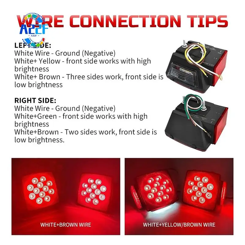 

A22F-12V Square LED Trailer Light Kit,Submersible IP68 LED Stop Turn Tail Side Marker License Light For Utility Trailer,Boat
