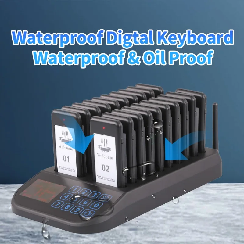 Wireless Restaurant Pager System Black Touch Panel Wireless Calling System for Coffee Shop Restaurant