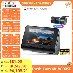 70mai 4K Dash Cam A800SE Upgraded Version of 70mai A800S Voice Control Supercapatior GPS ADAS Car DVR 70mai A800SE UHD Wifi 6