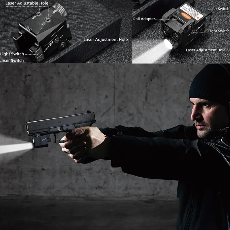 

EZshoot Dual Laser Beam for Gun 700 Lumens Glock Beam for Gun Rechargeable Compact Blue Green Tactical Laser Light Combo