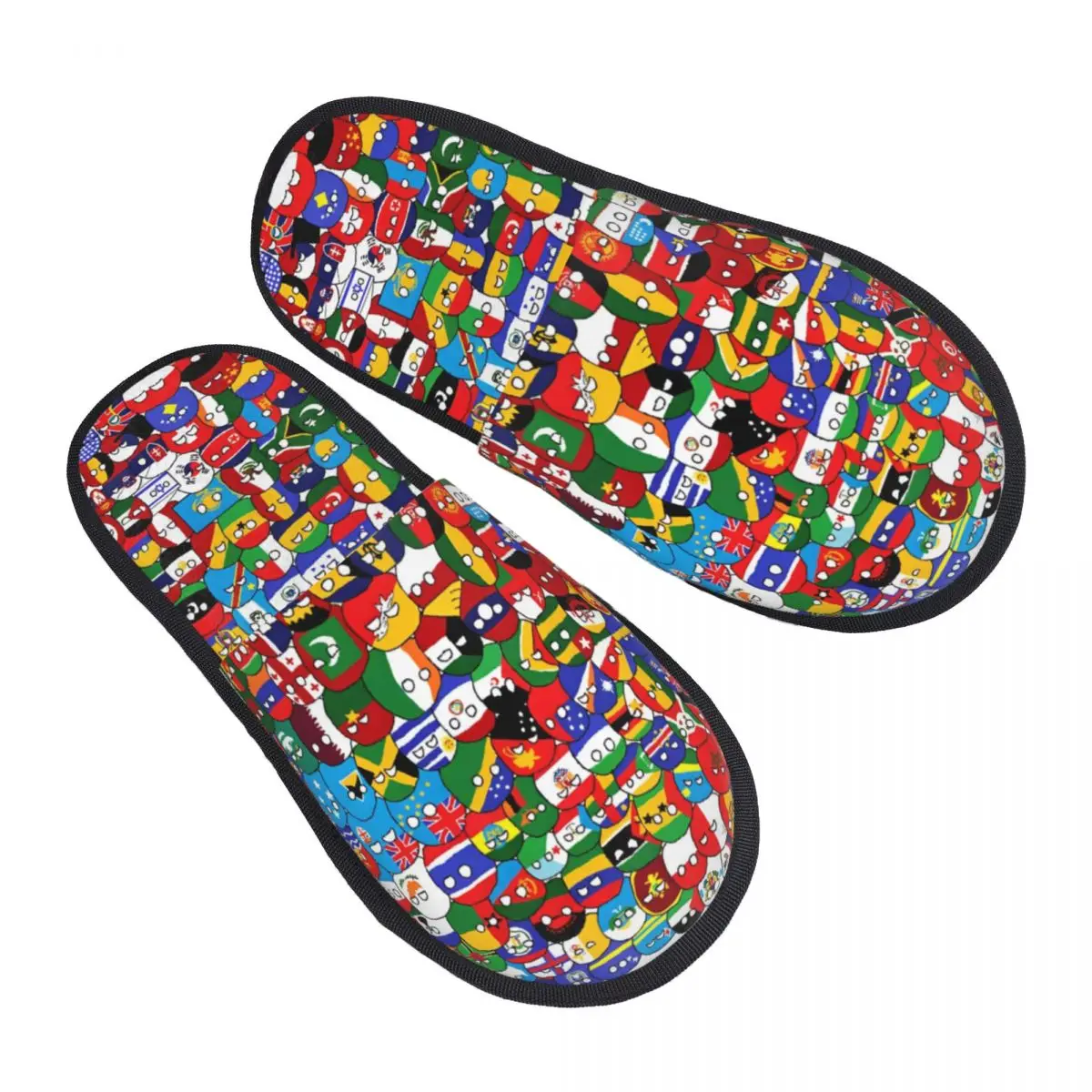 Winter Home Cotton Slippers Countryball Cartoon Merch Household Fur Slippers Slides Indoor Countries Earth Cozy Non Slip Slides