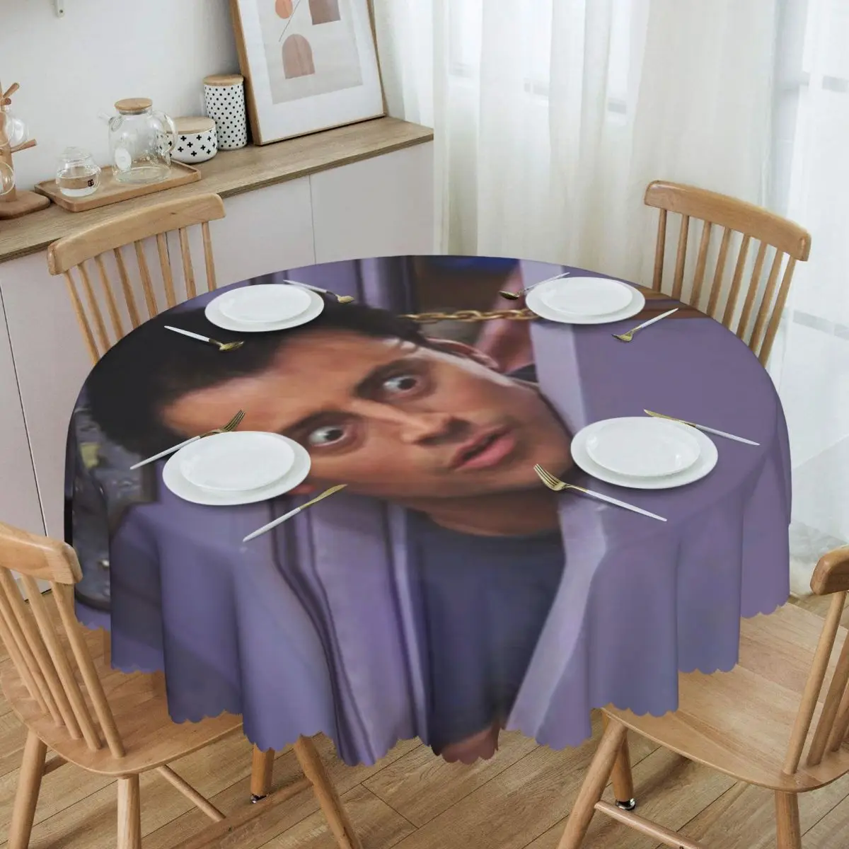 

Round Waterproof Funny Joey Tribbiani Table Cover Classic TV Show Friends Tablecloth for Dining 60 inch Table Cloth