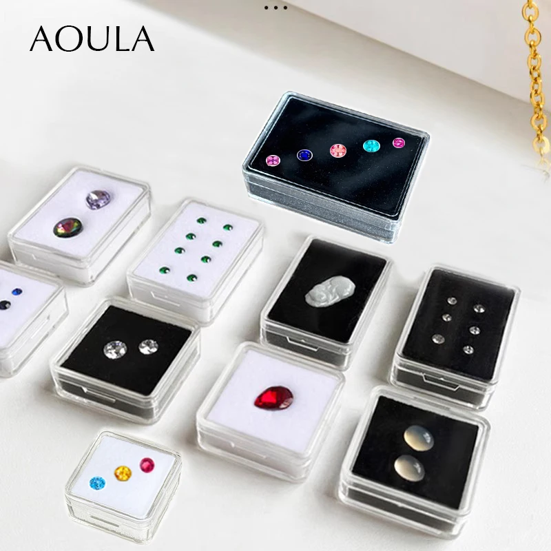 Transparent Gemstone Display Collection Box Coin Jewelry Gems Loose Diamond Storage Container Organizer Case Soft White Foam Jar