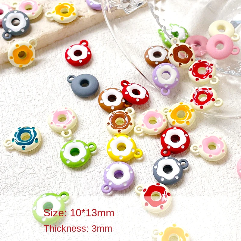 6 Pieces 10*13mm Colorful Drop Gum Alloy Donut Pendant  DIY Makes Fashionable Jewelry, Necklaces, Bracelets, Accessory Materials