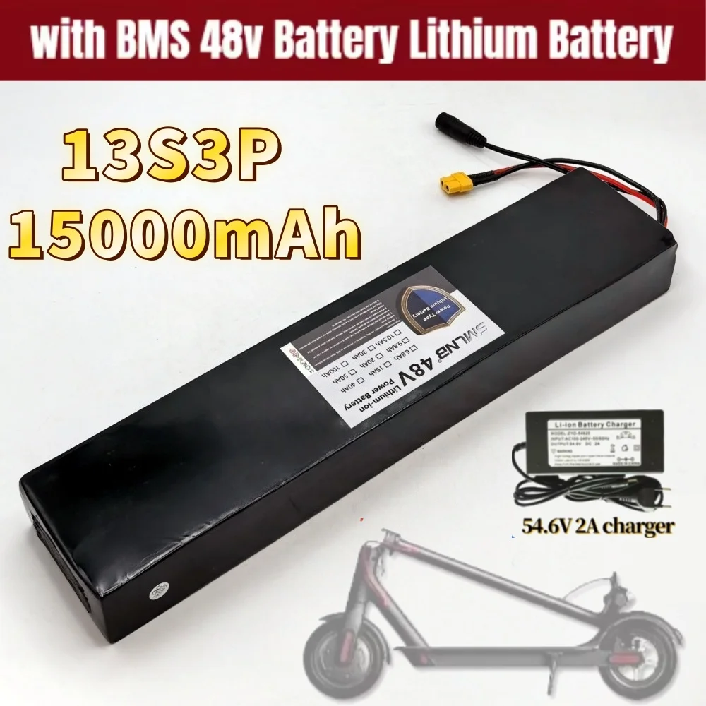 13S3P 48V 18650 Lithium Battery 15Ah Li-ion Pack XT60/DC for Scooters Bicycles 13S3P 54.6V Battery Pack