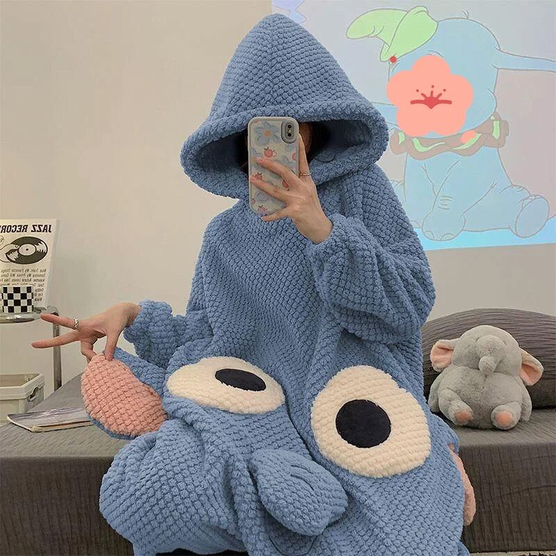 

Women's pajamas Comfortable Sleepwear Cotton Pajama Set winter autumn Coral Fleece Flannel Thick Warm Cute Elephant Onesie Suit