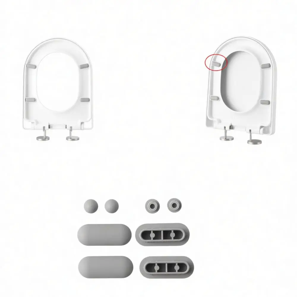 Universal Soft Close Toilet Lid Buffer Shockproof Rubber Gasket Noise Reduction Cushion Fixation For Bathroom Seat