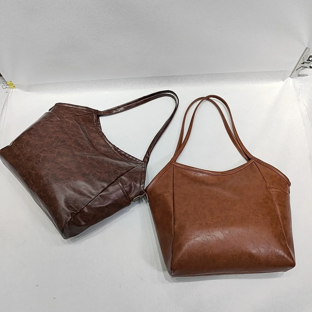 Sac fourre-tout en cuir rétro pour femmes, grande capacité, sac de shopping, épaule décontracté, fourre-tout élégant, bourse marron