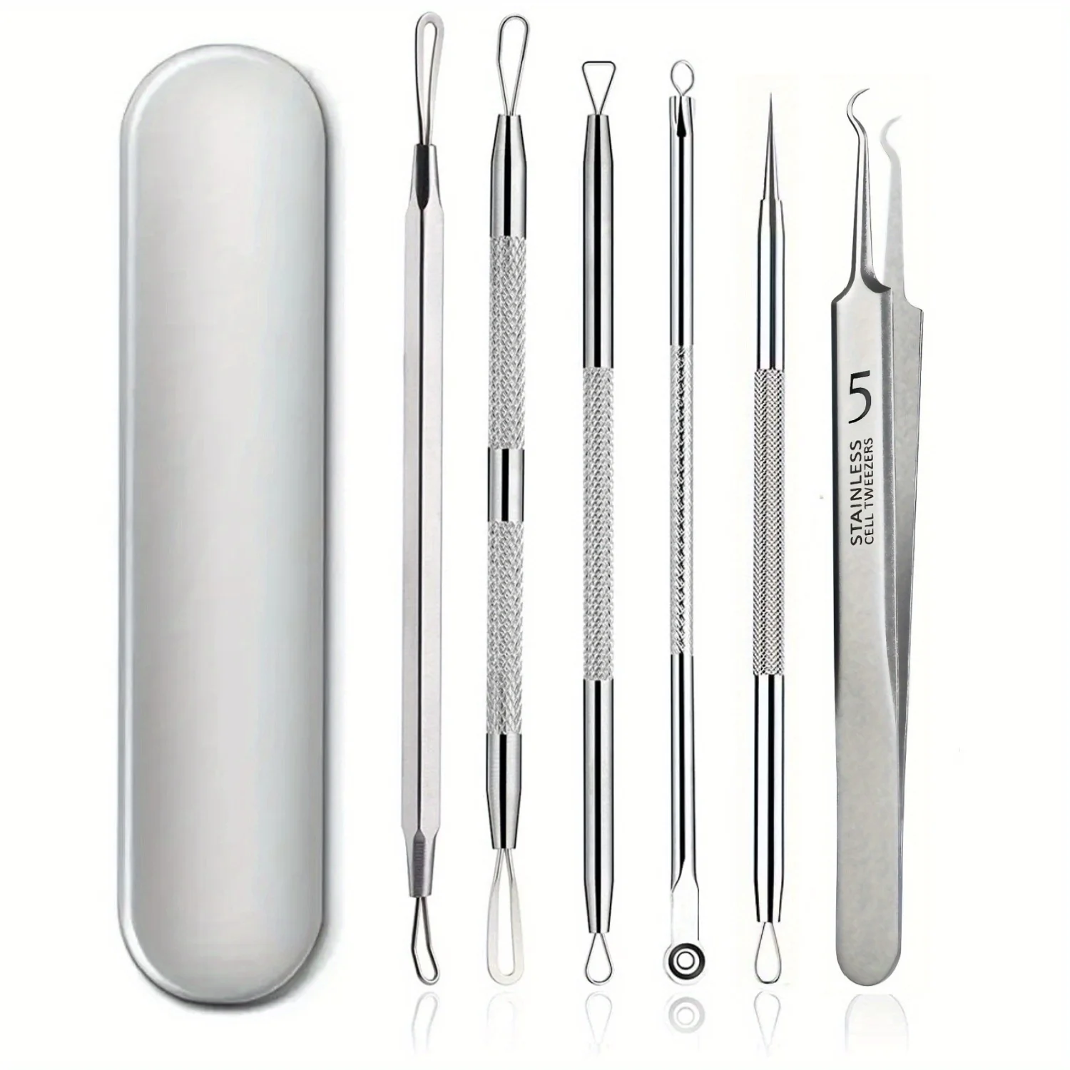 Ferramenta de remoção de cravo extrator de acne kit de limpeza de acne, adequado para manchas, bursts de buraco branco, ferramentas de nariz e rosto caixa de ferro