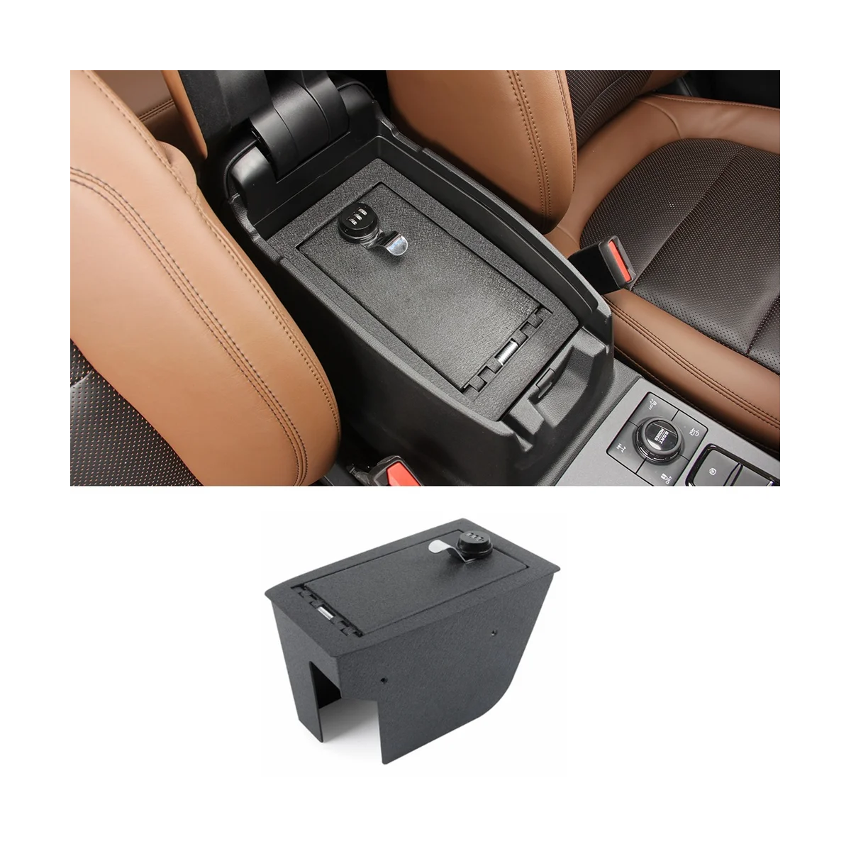 Car Armrest Storage Box Organizer with 3 Digit Combo Lock for Ford Bronco Sport 2021 2022 2023 Accessories