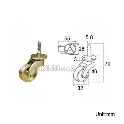 4PCS Heavy Duty 1.25Inch Brass Caster 360 Degree Rotation Brass Castor Threaded Screws Stem Wheel for Furniture Trunk Box GF1205