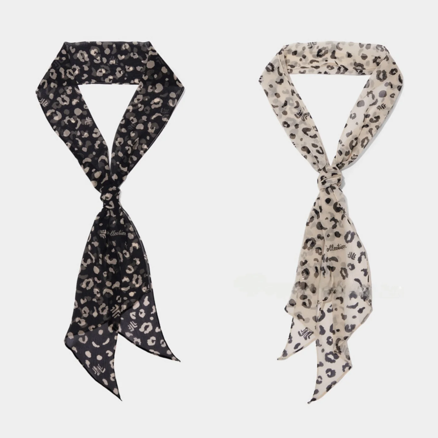 Smooth Silk Scarf Commute Versatile Breathable Four Seasons Optional Dual Color Hanging Drapery Skin Friendly Leopard Pattern