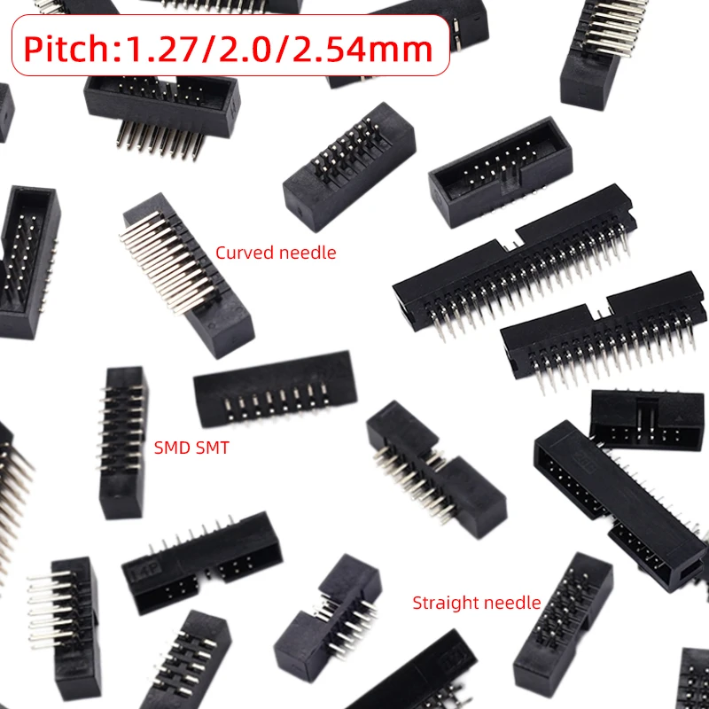 10Pcs IDC Box Headers PCB Connector 1.27mm 2.0mm 2.54mm Pitch Double Row DC3 Male Socket Straight Idc Headers for Electronics