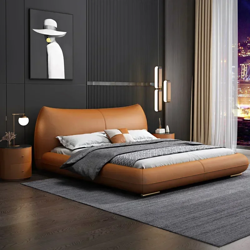 

Итальянская кожаная двуспальная кровать 180x200 см для спальни, незаменимая мебель для общежития, современная роскошная кровать для молодоженов