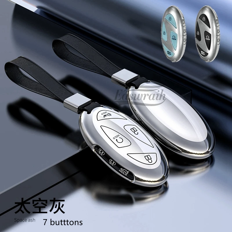 5/7 Bottons Aluminum Alloy Car Key Case for Hyundai Grandeur GN7 2023 Kona Ev Ioniq6 Key Cover Protective Decoration Accessories