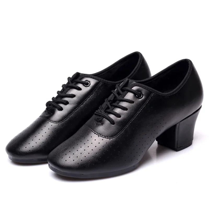 Chaussures de danse latine souples à semelle souple pour hommes et femmes, chaussures de danse moderne, tango de salle de Rhpour enfants, noir, grande taille, talon de 5cm, garçon