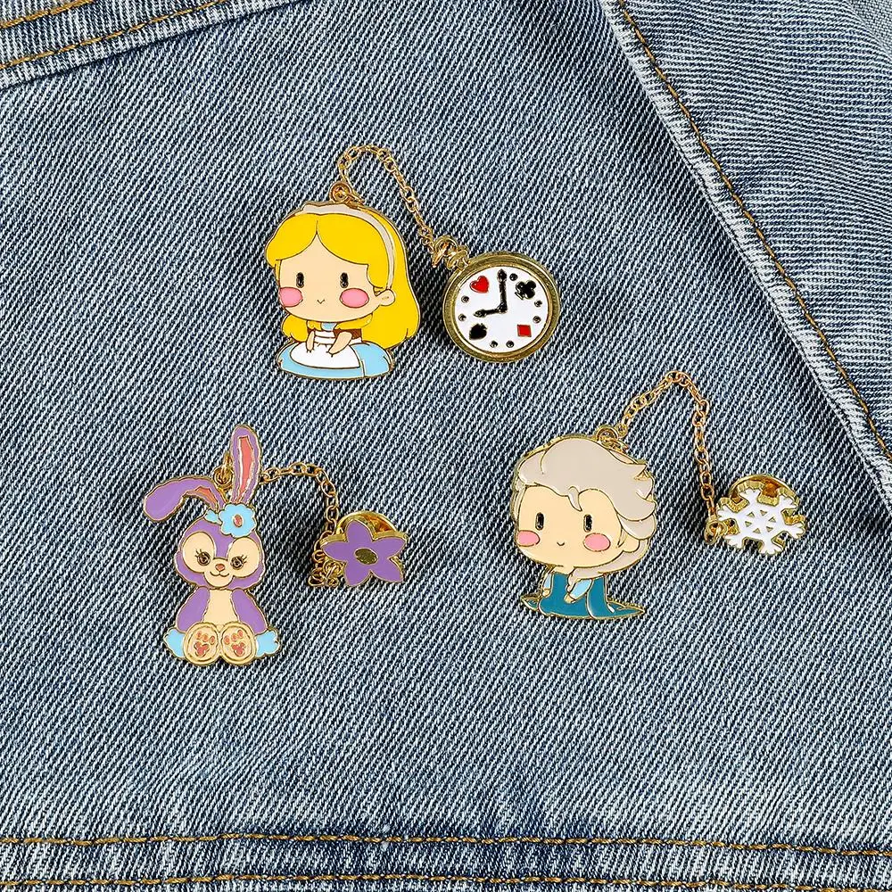 Disney Princess Enamel Pins Alice in Wonderland Lapel Pins for Backpacks Cute Enamel Badges Brooches Jewelry Accessories Gifts