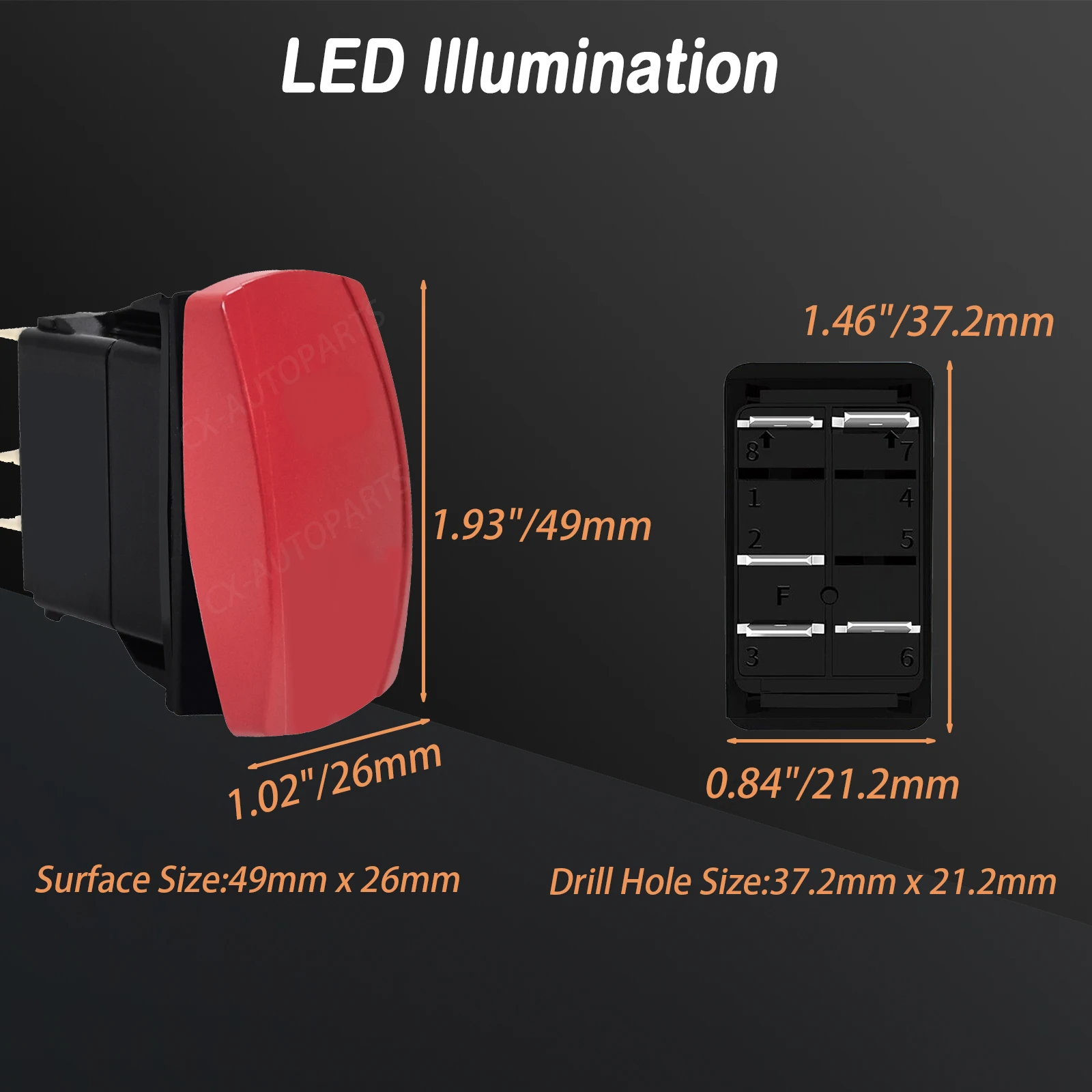 12 فولت 20A ادفع لبدء زر مؤقت أبيض Led الروك التبديل (ON)-OFF تبديل التبديل لسيارة شاحنة قارب ATV UTV دراجة نارية RZR #2