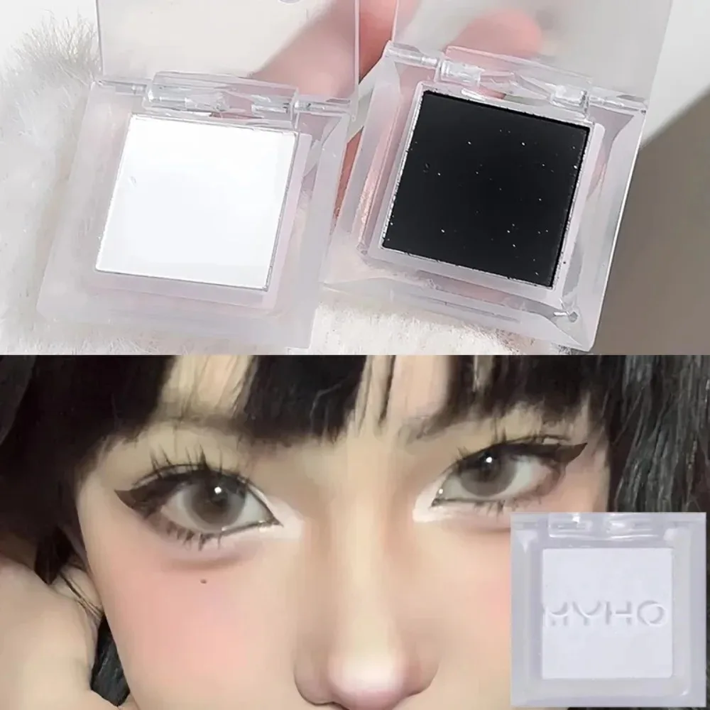 Paleta de Sombras de Ojos Monocromática Blanco Mate Cálido, Polvo Iluminador Natural de Larga Duración para Contorno de Ojos, Maquillaje Iluminador 1/2 Pieza