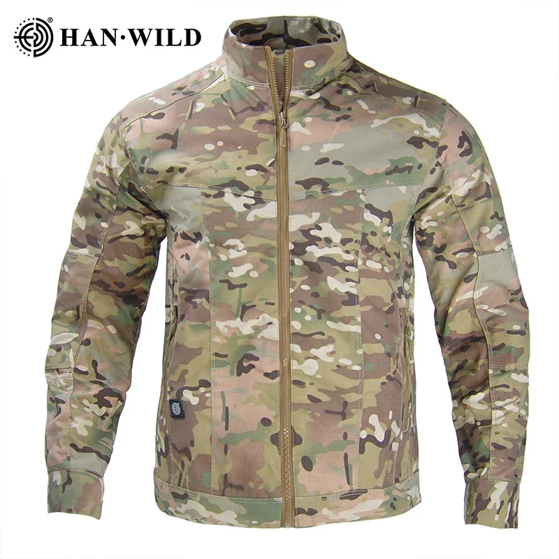 Kurtki męskie HAN WILD w kamuflażu, taktyczne kurtki airsoftowe, wodoodporne kurtki outdoorowe, kurtki bojowe, wiatrówki męskie, odzież męska do wspinaczki.