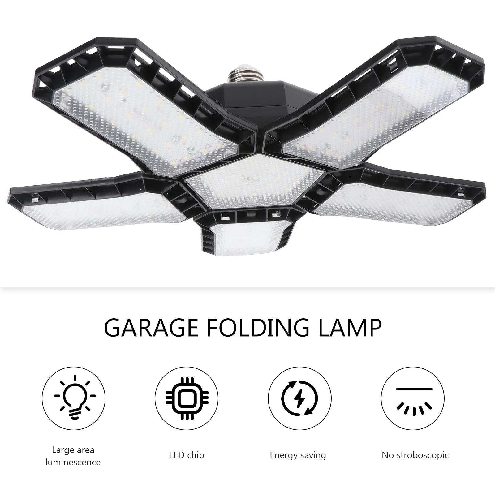 Luz Led de garaje de 80W, plegable, Flexible, brillo ajustable, larga vida útil, lámpara de techo impermeable para sótano de taller