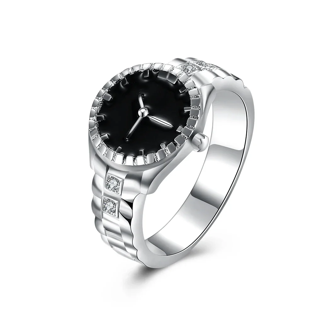 925 Sterling Silver Rings For Women men fine crystal Black watch elegant Fashion Party Gifts lady Charm wedding luxury Jewelry