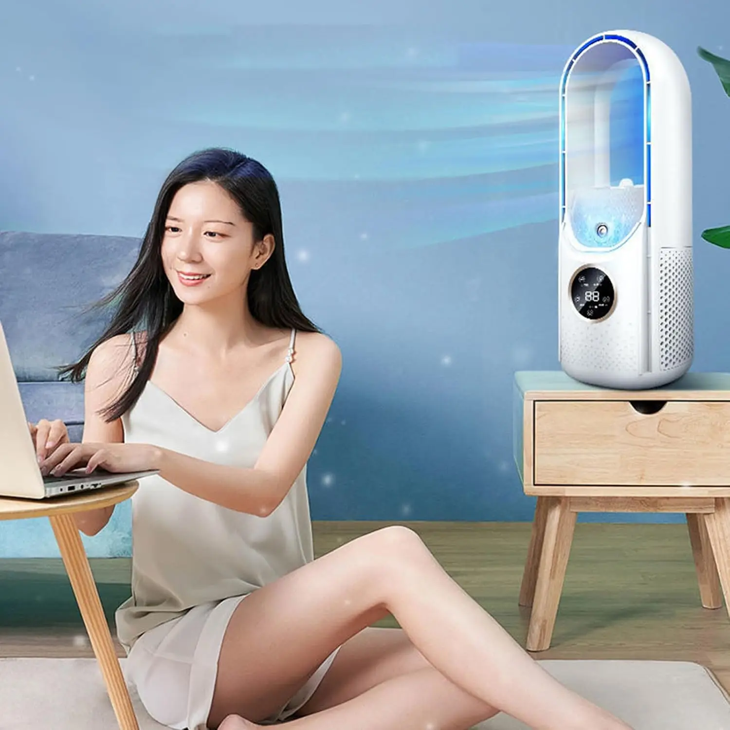 2026 New UpgradeDesktop Misting Fan Bladeless Safe Design Lightweight Portable For Indoor Use Quiet Operations And Easy Mobility