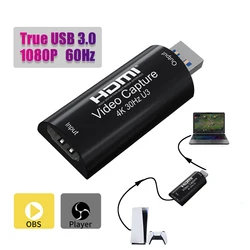 Carte de capture vidéo compatible HDMI, boîtier statique de jeu, diffusion en direct pour PS4, commutateur PS5, 4K, 30Hz, MS2130, Real USB 3.0, 1080p, 60fps