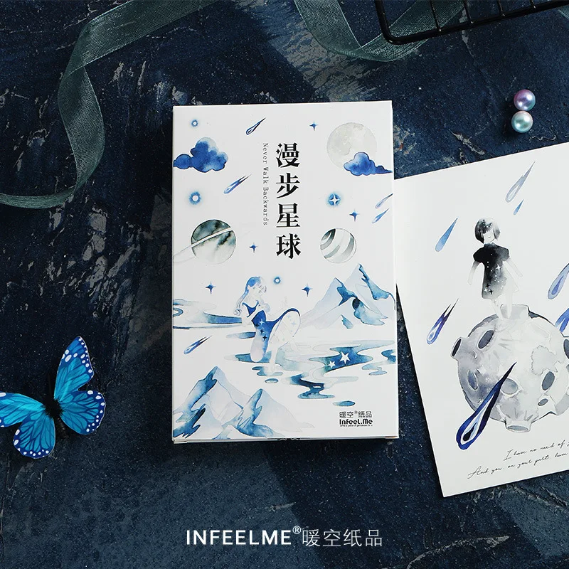 

30 шт., набор креативных открыток «Ходящаяся на планете»-сделай сам, нарисованная вручную поздравительная открытка, подарочная открытка на день рождения, открытки для сообщений