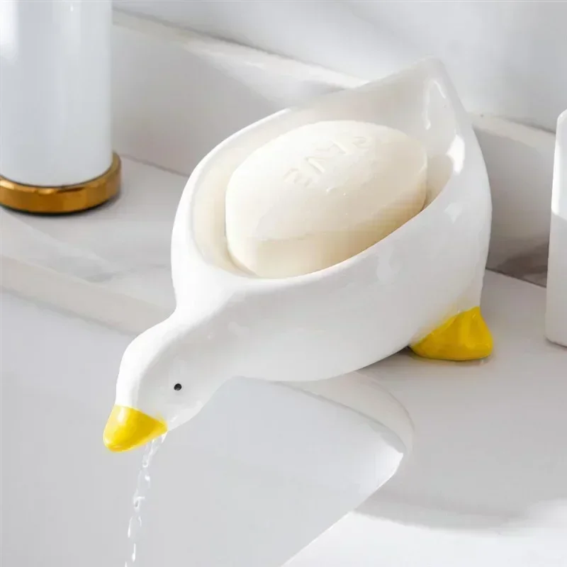 Yellow Duck Shape Soap Box Case Cartoon Dish Drainable Holder Container Dish For Tray Home Bathroom Accessories gadgets