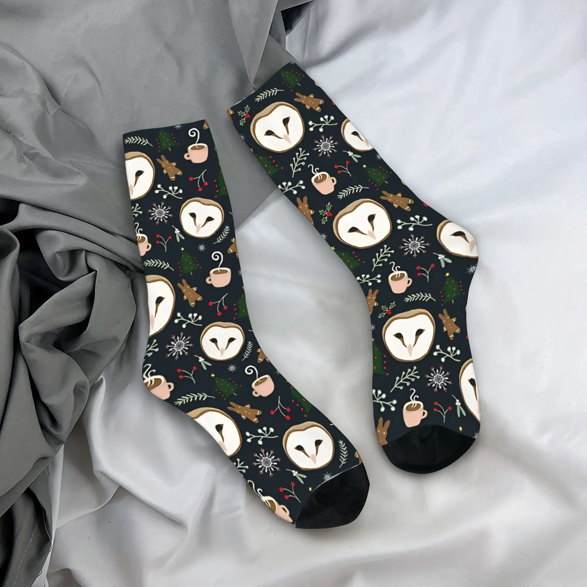 

Christmas Owl Stockings Trendy Socks Men's Breathable Socks Spring Climbing Printed Anti Slip Socks Gift Idea