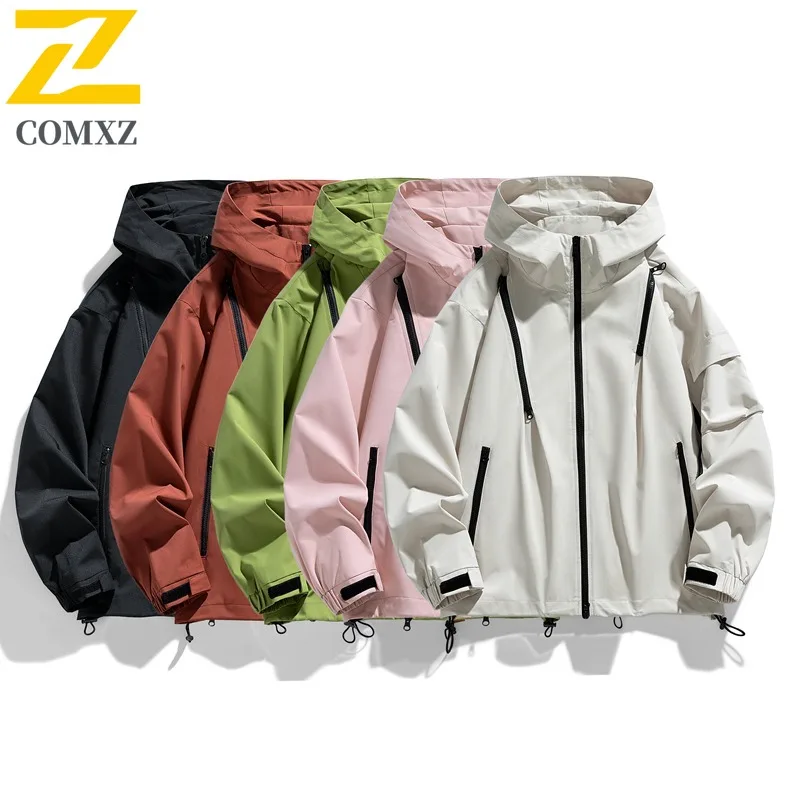 COMXZ Men Racing Jacket Wear Resistant Techwear Outdoor Adventure Cycling Waterproof Travel Windbreaker Jacket High Quality Coat