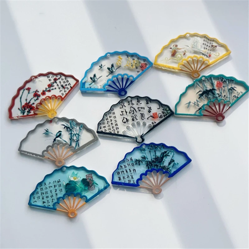 

50 шт., новые креативные уксусные кислоты, геометрические веерные подвески, разъемы, серьги-подвески «сделай сам», шпилька, изготовление ювелирных изделий, аксессуары из смолы