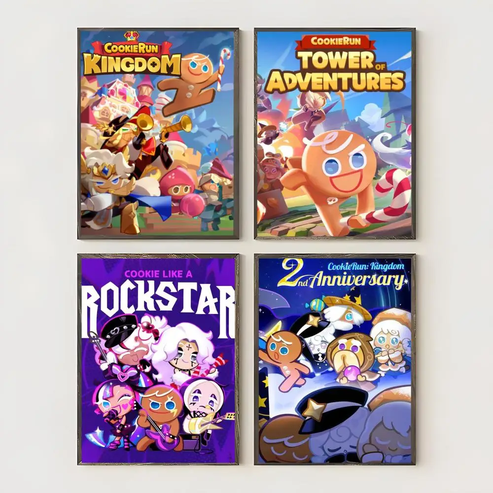 Game C-Cookie Run Kingdom Poster Waterproof Canvas Art Wrinkle Free Wall Hanging For Home Living Room Bedroom Decor