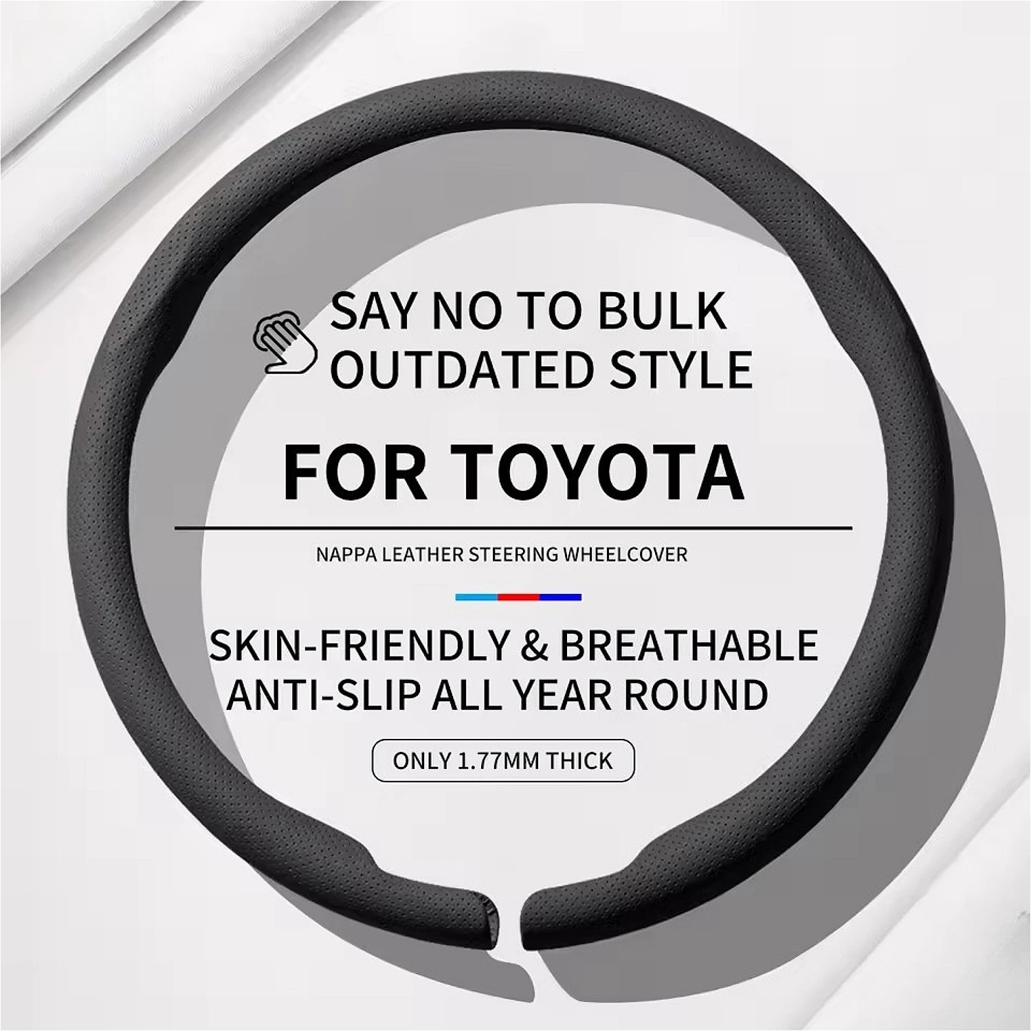 Ultradünner, luxuriöser, rutschfester, atmungsaktiver Auto-Lenkradbezug für TOYOTA Hilux Corolla Tacoma Camry Yaris C-HR RAV4 Sienna